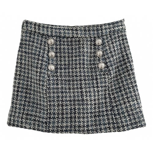 Pre-owned Guess Tweed Mini Skirt In Blue