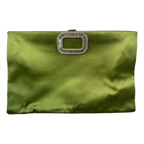 Pre-owned Roger Vivier Silk Clutch Bag In Green