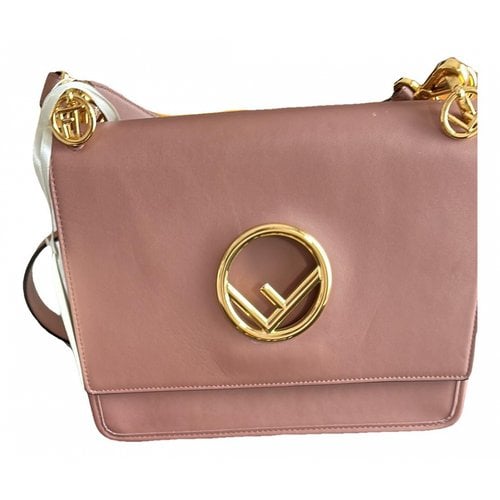 Pre-owned Fendi Kan I Logo Leather Handbag In Pink