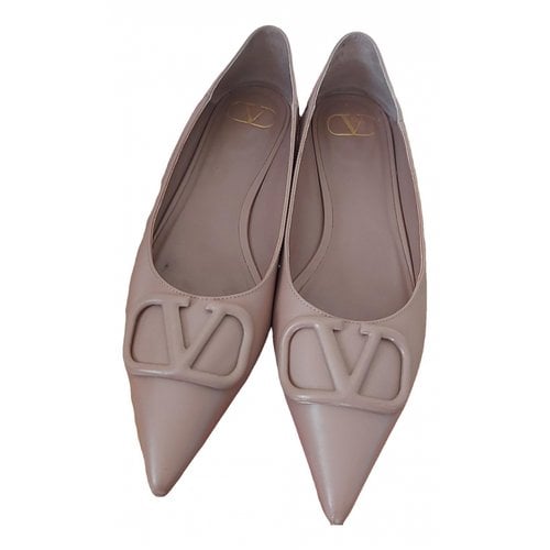 Pre-owned Valentino Garavani Leather Ballet Flats In Pink