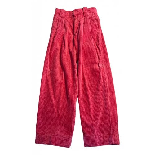 Pre-owned Ganni Velvet Large Pants In Pink