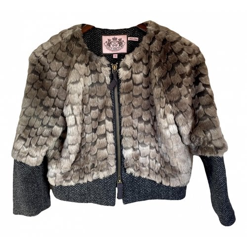 Pre-owned Juicy Couture Faux Fur Jacket In Grey