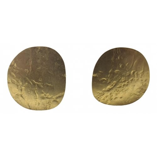Pre-owned Annie Costello Brown Earrings In Gold
