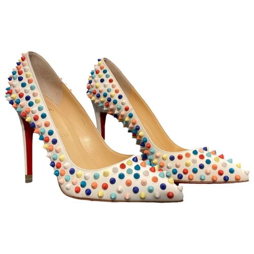 Pre-owned Christian Louboutin Pigalle Leather Heels In White