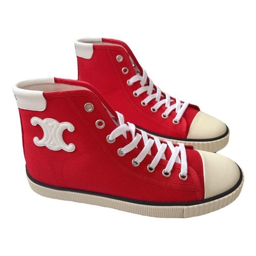 Pre-owned Celine Jane Cloth Trainers In Red