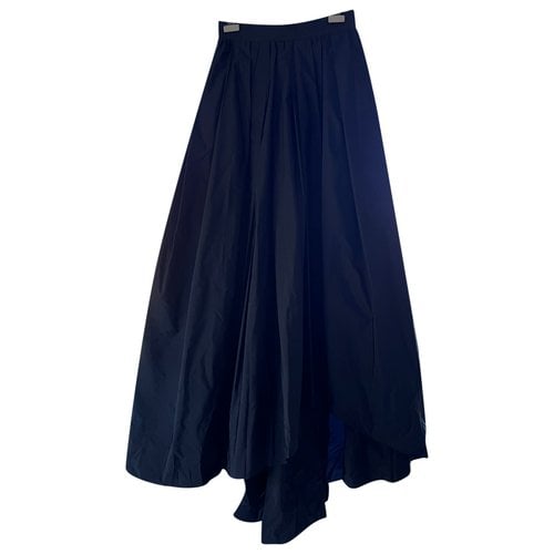 Pre-owned Max Mara Atelier Silk Maxi Skirt In Blue
