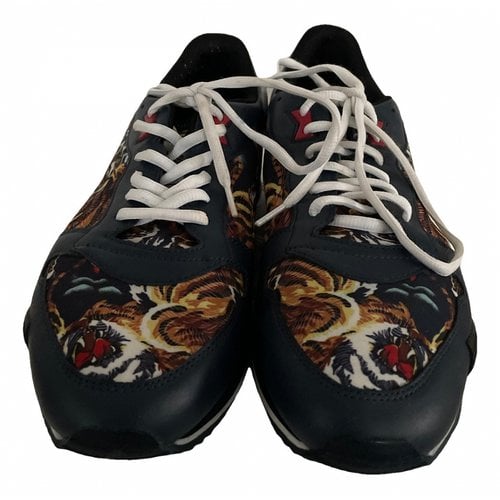 Pre-owned Kenzo Leather Low Trainers In Navy