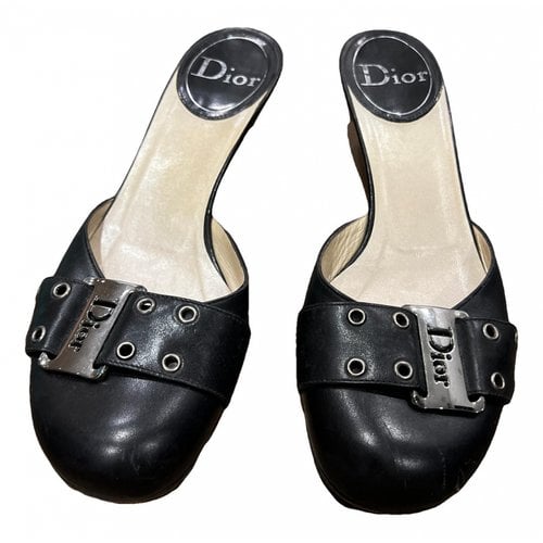 Pre-owned Dior Leather Mules & Clogs In Black