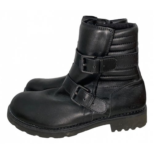 Pre-owned Calvin Klein Jeans Est.1978 Leather Boots In Black