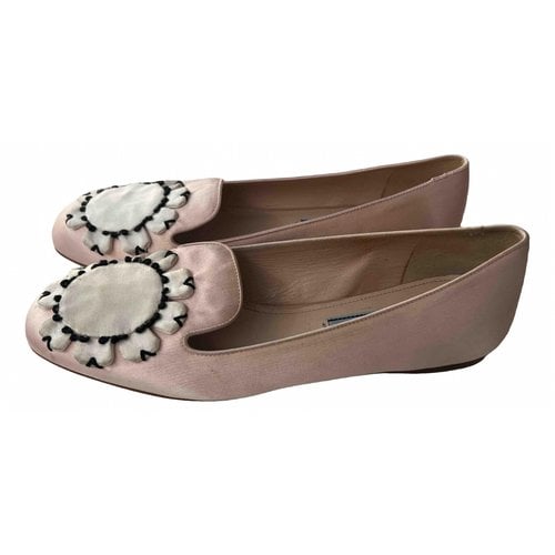 Pre-owned Prada Cloth Ballet Flats In Pink