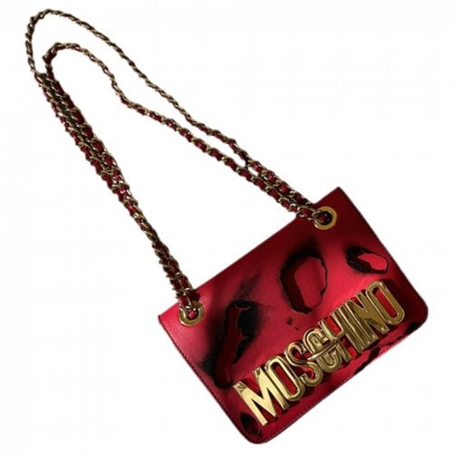 Pre-owned Moschino Biker Leather Crossbody Bag In Red