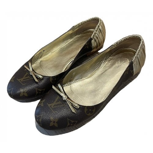 Pre-owned Louis Vuitton Joy Leather Ballet Flats In Brown