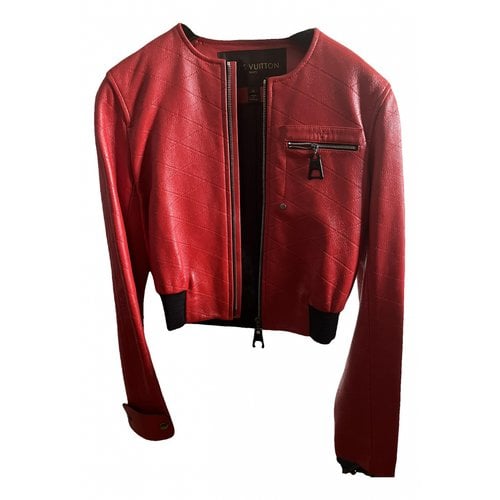 Pre-owned Louis Vuitton Leather Biker Jacket In Red