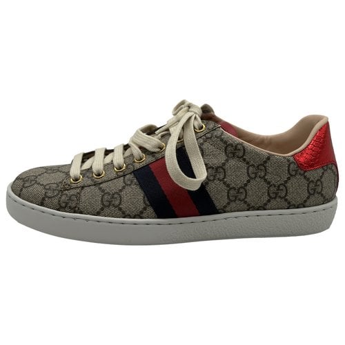 Pre-owned Gucci Ace Cloth Trainers In Multicolour