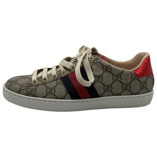 Pre-owned Gucci Ace Cloth Trainers In Multicolour