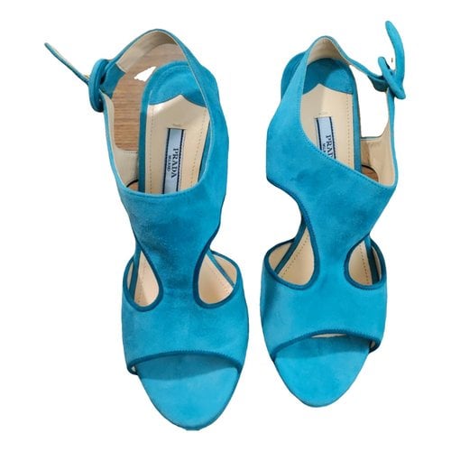 Pre-owned Prada Heels In Turquoise