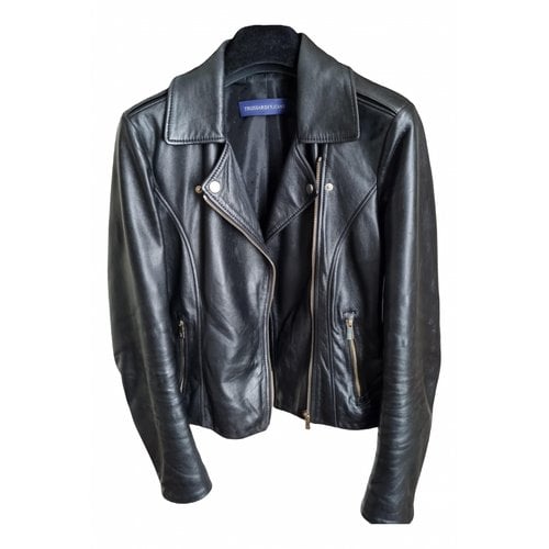 Pre-owned Trussardi Leather Biker Jacket In Black