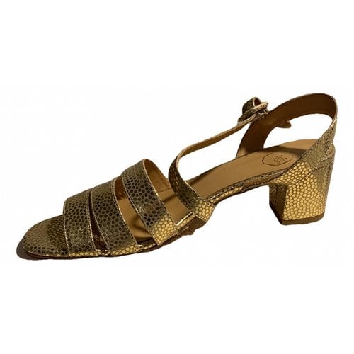 Pre-owned Des Petits Hauts Leather Sandals In Gold