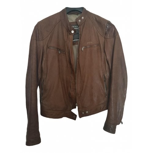 Pre-owned Brema Leather Biker Jacket In Brown