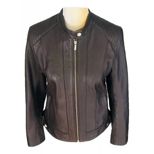 Pre-owned Cole Haan Leather Jacket In Brown