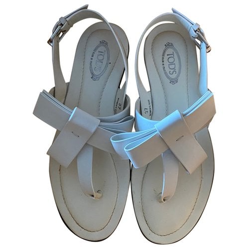 Pre-owned Tod's Leather Sandal In White