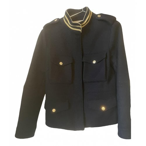 Pre-owned Zadig & Voltaire Wool Biker Jacket In Navy