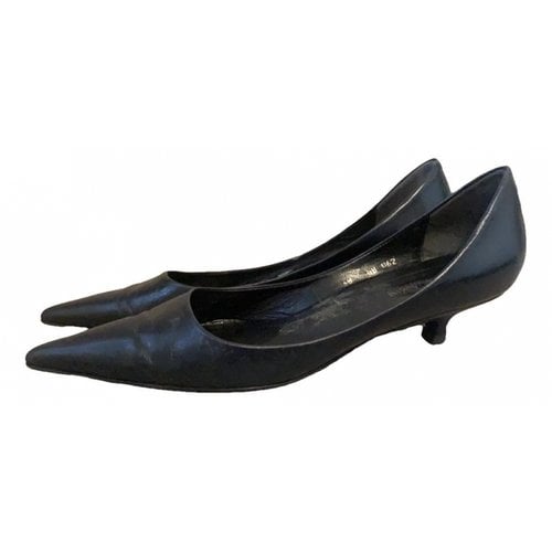 Pre-owned Giorgio Armani Leather Ballet Flats In Blue