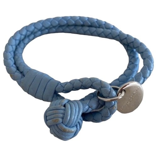Pre-owned Bottega Veneta Leather Bracelet In Blue