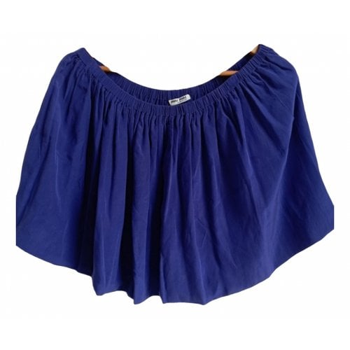 Pre-owned Miu Miu Silk Mini Skirt In Blue
