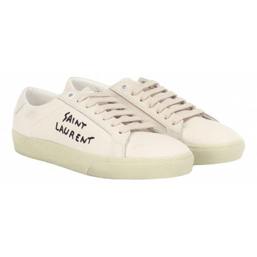 Pre-owned Saint Laurent Cloth Trainers In Beige