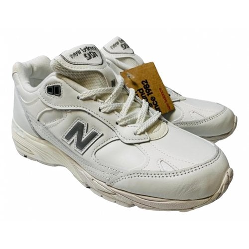 Pre-owned New Balance 991 Leather Trainers In White