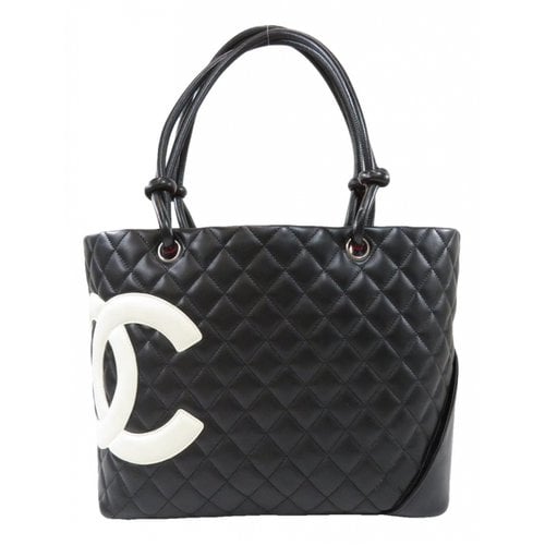 Pre-owned Chanel Cambon Leather Handbag In Black