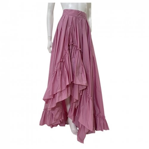 Pre-owned Max Mara Silk Maxi Skirt In Pink