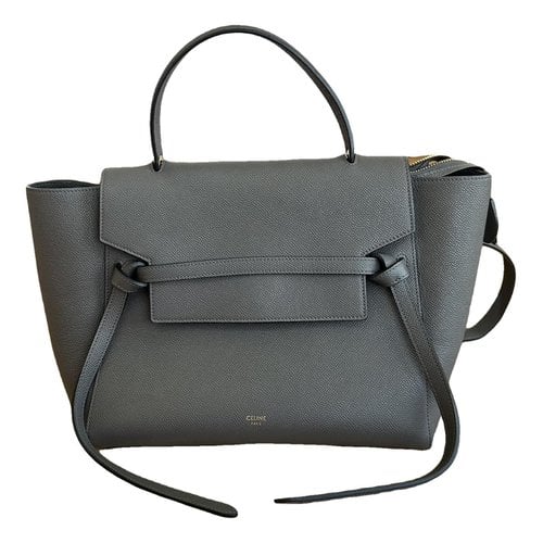 Pre-owned Celine Belt Leather Handbag In Grey