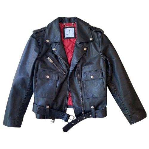 Pre-owned Anine Bing Spring Summer 2020 Leather Biker Jacket In Black