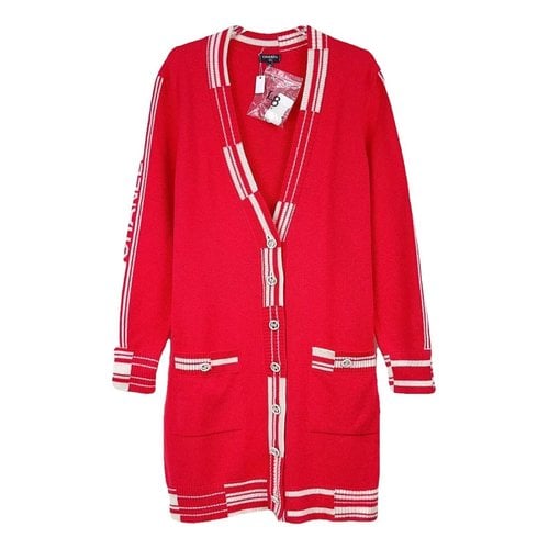Pre-owned Chanel Cashmere Cardi Coat In Red