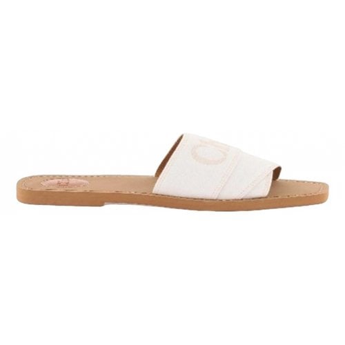 Pre-owned Chloé Woody Sandals In White
