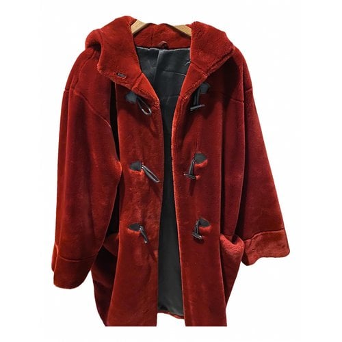 Pre-owned Apparis Faux Fur Coat In Red