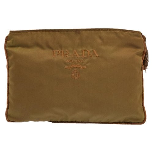 Pre-owned Prada Tessuto Clutch Bag In Khaki
