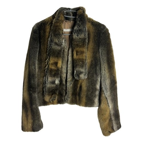 Pre-owned Miu Miu Faux Fur Jacket In Brown