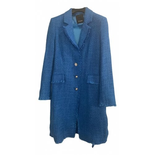 Pre-owned Pinko Tweed Coat In Blue