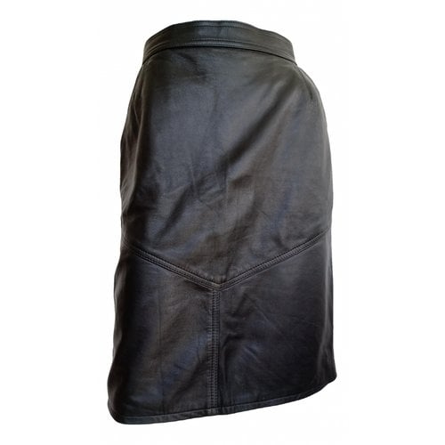 Pre-owned Linea Pelle Leather Mid-length Skirt In Black