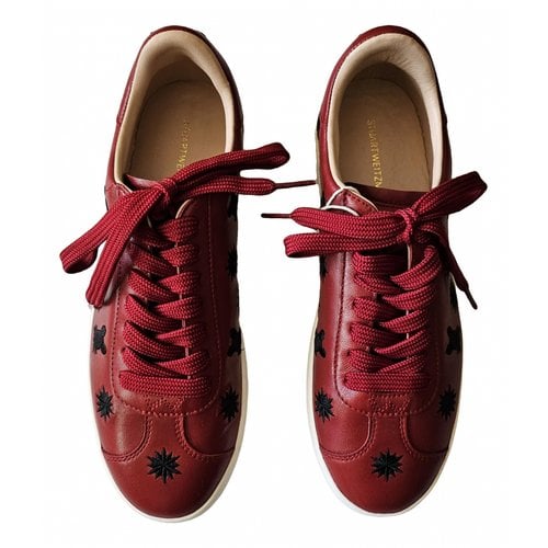 Pre-owned Stuart Weitzman Leather Trainers In Red