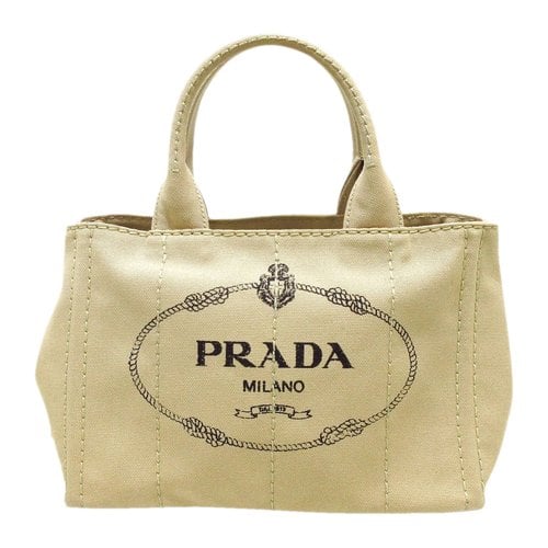 Pre-owned Prada Cloth Tote In Ecru