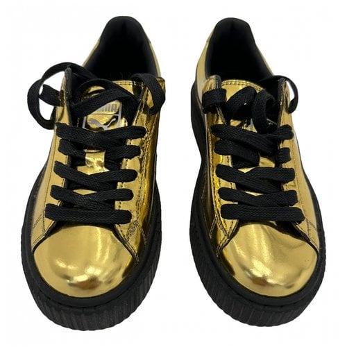 Pre-owned Puma Vinyl Trainers In Gold