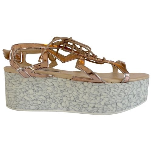 Pre-owned Stella Mccartney Patent Leather Sandal In Beige