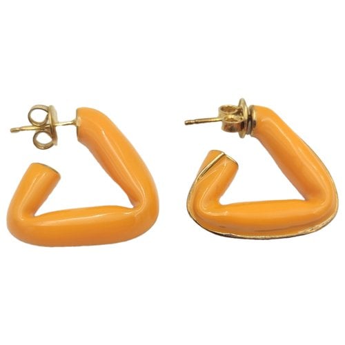 Pre-owned Bottega Veneta Fold Silver Earrings In Orange