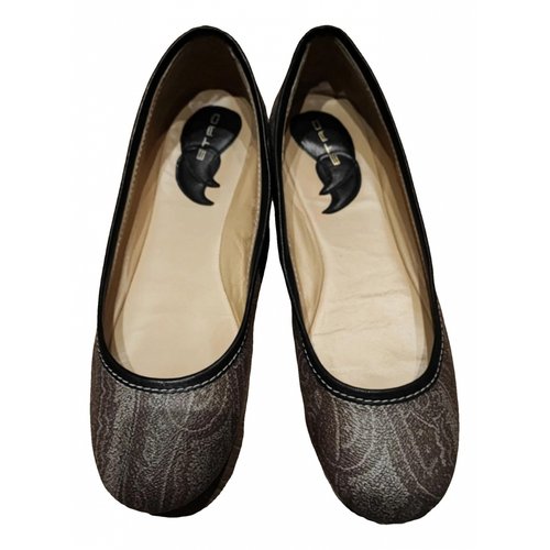 Pre-owned Etro Vegan Leather Ballet Flats In Brown