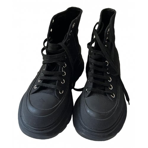 Pre-owned Alexander Mcqueen Cloth Boots In Black