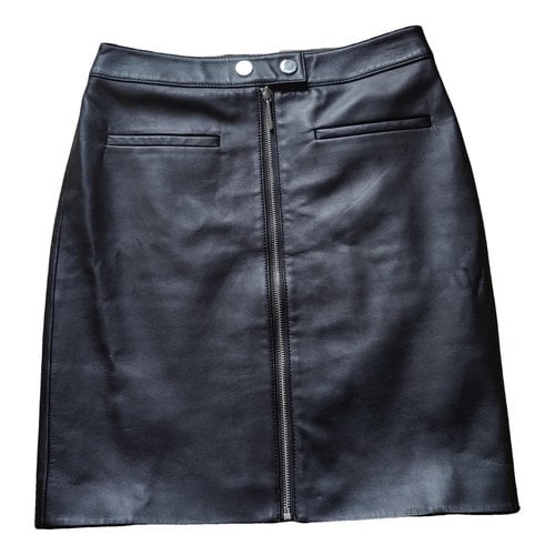 Pre-owned Hugo Boss Leather Mini Skirt In Black